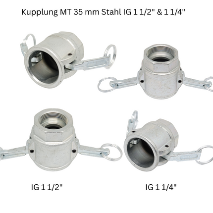 Kupplung MT 35 mm Stahl IG 1 1/2" & 1 1/4" 