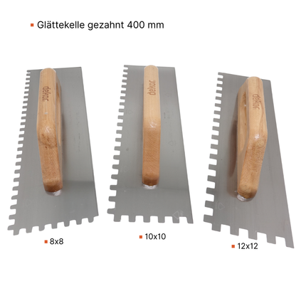 Glättekelle gezahnt 400 mm – Zahnung 8x8 / 10x10 / 12x12