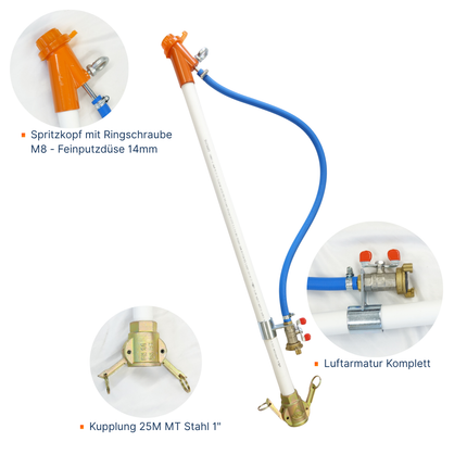 Feinputzgerät ohne Drehkupplung NW25 Komplett – 50 cm  bis  150 cm