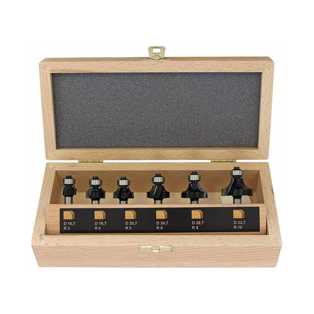 Abrundfräser-Satz 973CT06A03 Hartmetall Schaft-Ø 8 mm 6-teilig