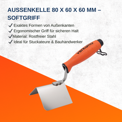 Außenkelle mit einem Gummigriff 80x60x60mm