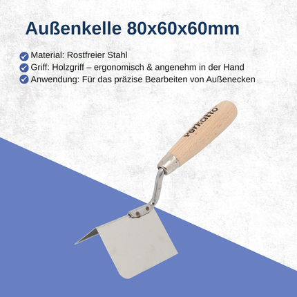 Außenkelle mit einem Holzgriff 80x60x60mm