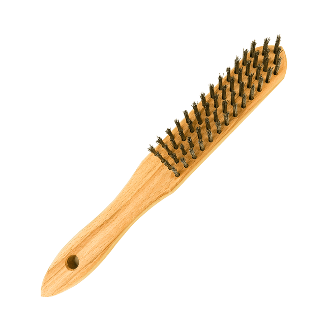 Drahtbürste mit Holzgriff, Stahldraht 4 Reihig