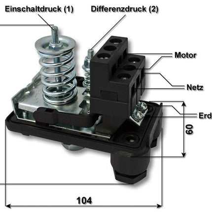 Druckschalter PT/5 380V - 16 A F 1/4"