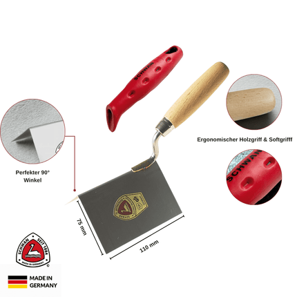 Eckenkelle außen 90° – 110 x 75 mm aus rostfreiem Stahl | Schwan