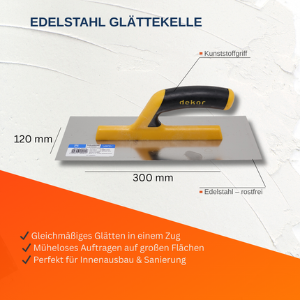 Edelstahl Glättekelle 300 x 120 mm Rostfrei