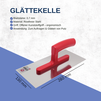 Glättekelle 280 x 130mm rostfrei