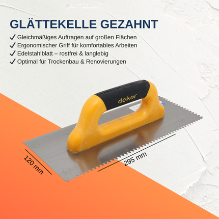 Glättekelle Gezahnt Dreieckzahn 295x120mm