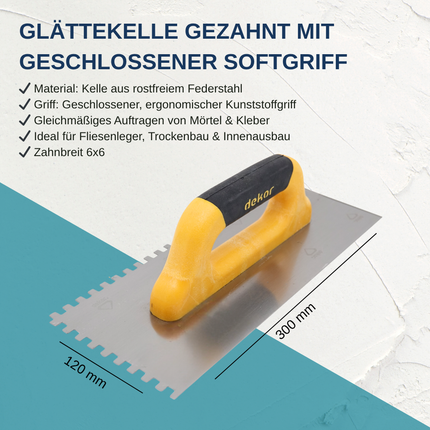 Glättekelle Gezahnt mit geschlossener Softgriff Zahnglätter