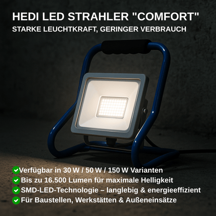 HEDI LED Baustrahler 30/50/150 W, 230V, 5 meter Kabel