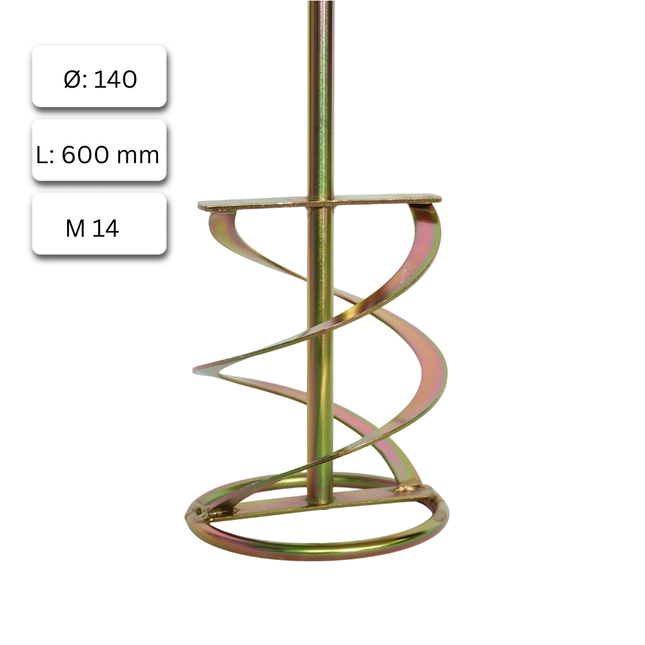 Mörtelrührer MK 140 mm, M14 Gewinde, Spirale links