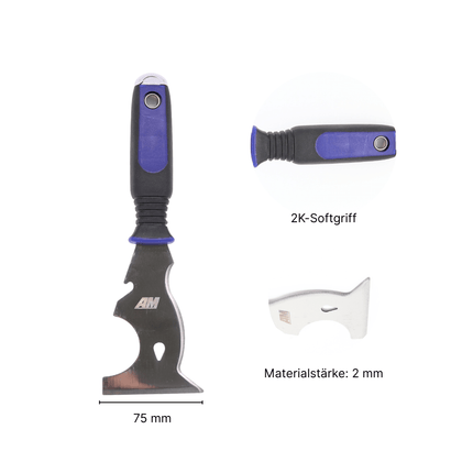 Multifunktionsspachtel PRO – 75 mm Edelstahlblatt Mehrzweckspachtel