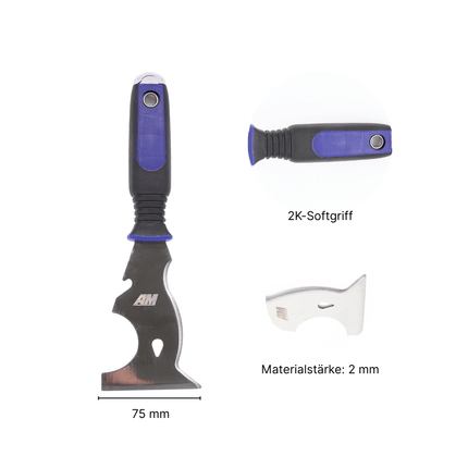 Multifunktionsspachtel PRO – 75 mm Edelstahlblatt Mehrzweckspachtel
