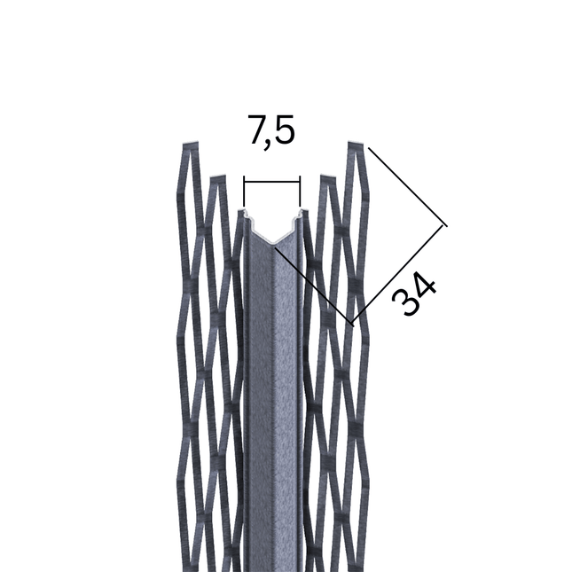 Protektor Innenputzprofil Stahl verzinkt für Putzstärke 10 mm - 34 x 34 mm