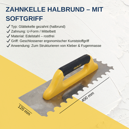 Rostfrei Zahnkelle halbrund mit Softgriff