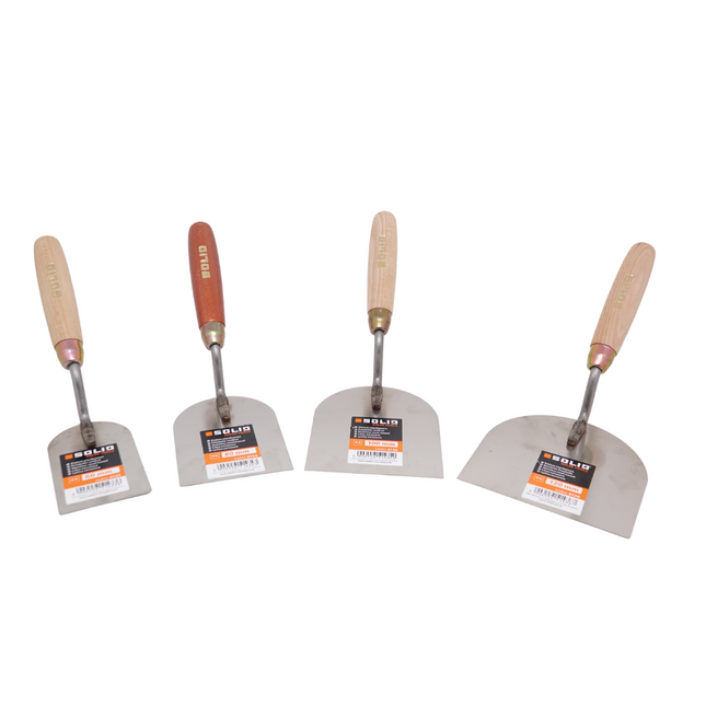 Rostfreie Stukkateurspachtel mit Holzgriff