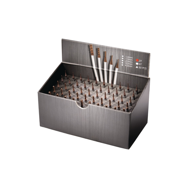 Schaftfräser-Set DIN 6527 Ø 1-4 mm Schneidenanzahl 3 VHM TiSiN 50 teilig Karton