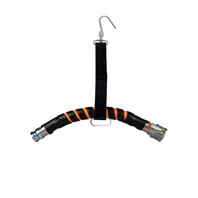 Schlauchbogen 25 mm MK25 mit Schlauchknickschutz, 60 cm, mit Schlauchhaltegurt Textil