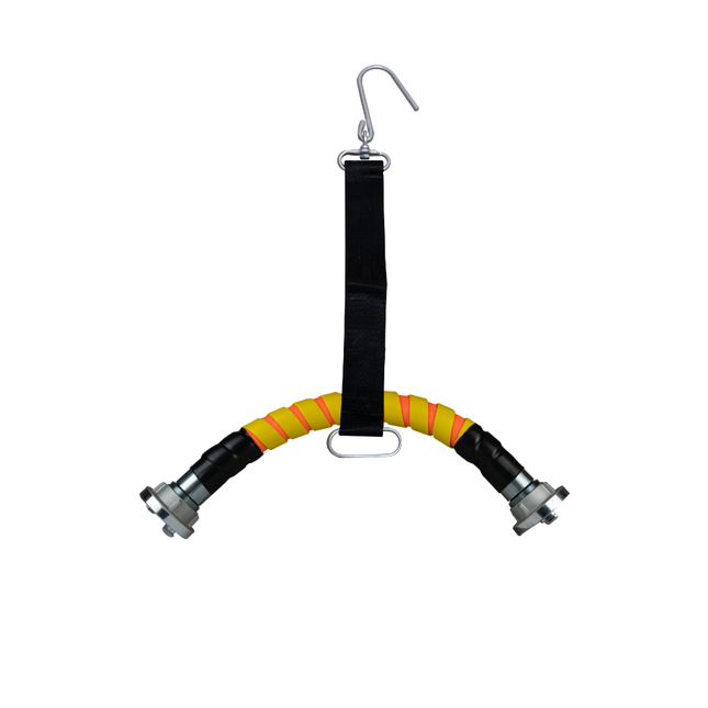 Schlauchbogen 42 mm Storz C-Kupplung mit Schlauchknickschutz, 70 cm, mit Schlauchhaltegurt Textil