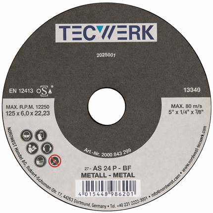 Schruppscheibe Action D125xS6mm gekröpft Bohrung 22,23 mm 10 Stück