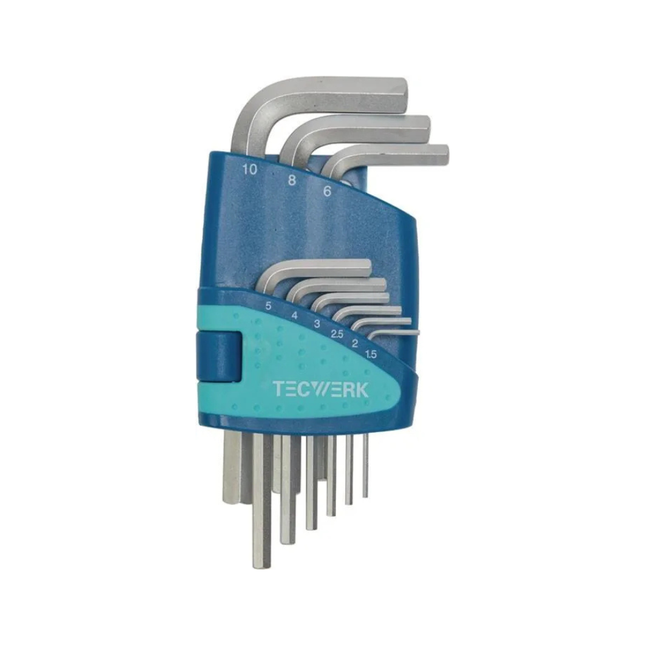 Sechskantwinkelschraubendreher-Satz 9-teilig Kunststoffhalter SW 1,5 - 10 mm kurz