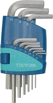 Sechskantwinkelschraubendreher-Satz 9-teilig Kunststoffhalter SW 1,5 - 10 mm kurz