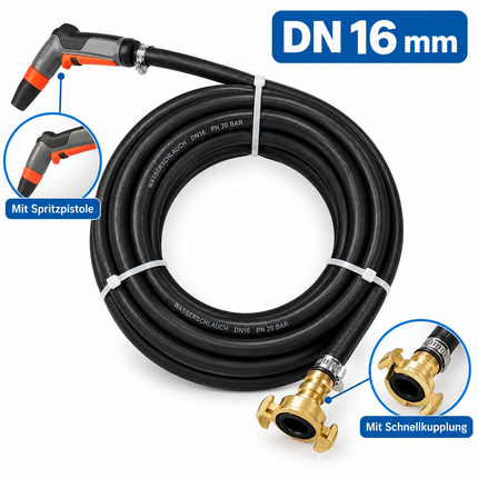 Wasserschlauch 16mm mit Wasserpistole