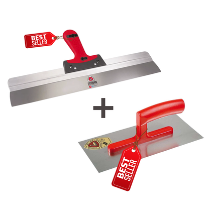 Set Flächenspachtel 50cm & Glättekelle 280 x 130mm rostfrei