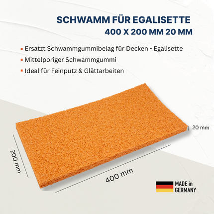 Schwammgummibelag für Egalisette 400 x 200 x 20 mm Ersatzschwamm