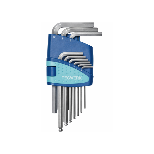 Winkelschraubendreher-Satz 9-teilig Kunststoffhalter SW 1,5 - 10 mm lang Kugelkopf