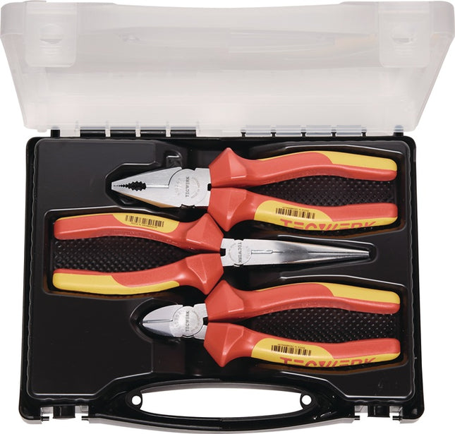 Zangen-Satz Inhalt 3-teilig VDE verchromt Kunststoffkoffer